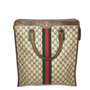 Authentic Gucci brown monogram coated canvas tote bag